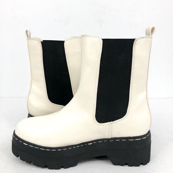 MIA Womens Cayden Chelsea Boot US 6 White Vegan Leather Platform Lug Sole NWOB - Picture 6 of 13